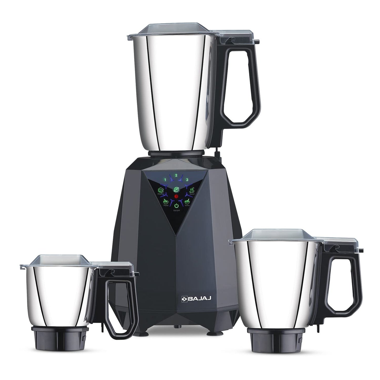 Bajaj Juvel Digi Mixer Grinder 800 Watts | Duracut Blades | Pre-Set Menu | 3 Jars | Nutri-Pro Feature | 【Dark Grey】