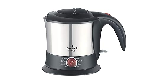 Bajaj Majesty KTX 9 Kettle | 1L Capacity | 1200 Watts with Stainless Steel Body | Multi-Function for Boiling Water & Cooking | Auto Shut-Off