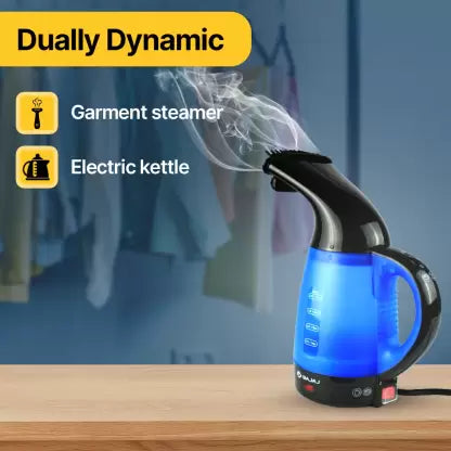 Bajaj GS1 600 Watt Garment Steamer Cum Kettle, Black/Blue