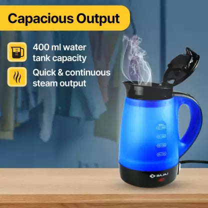 Bajaj GS1 600 Watt Garment Steamer Cum Kettle, Black/Blue