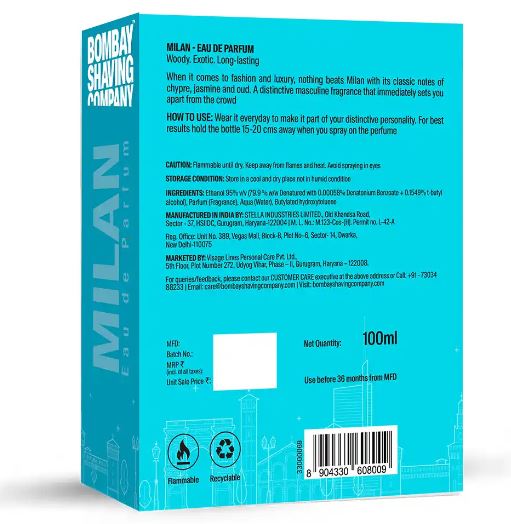 bombay shaving company milan eau de parfum 100 ml