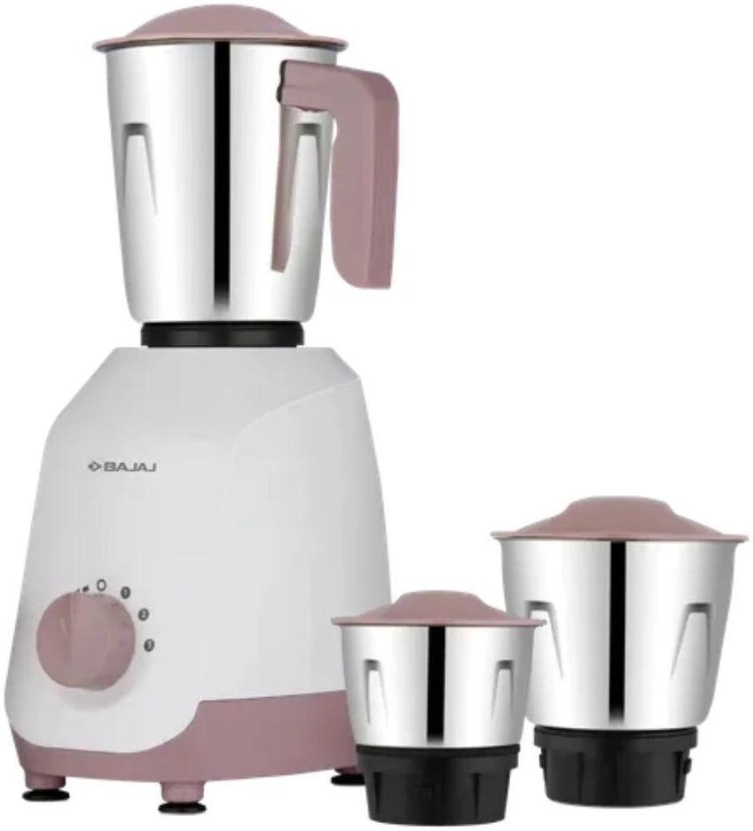 Bajaj Duetto Watts 500 W Mixer Grinder (Military Series | 3 Jars | White & Lilac Colour)
