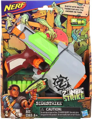 Nerf Zombie Strike Sidestrike Blaster, Holster with Belt Clip, Incl. 6 Darts, for 8+ Guns & Darts (Multicolor)