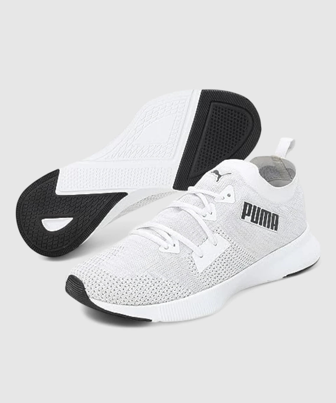 PUMA Flyer Runner Engineered Knit Running Shoes For Men (White , 8 UK )