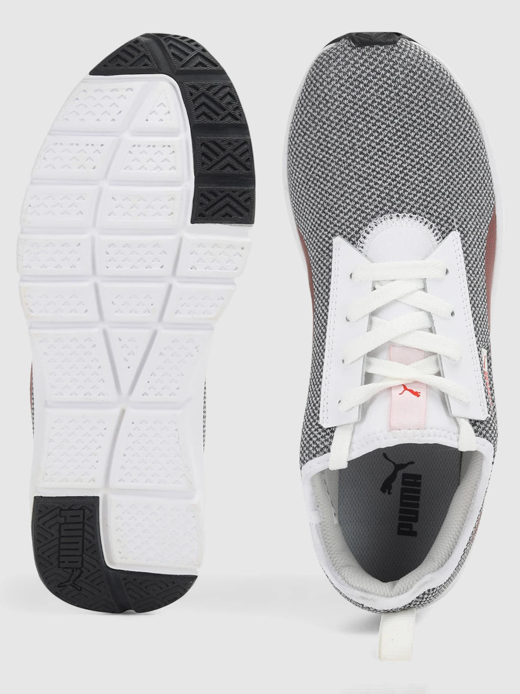 Puma Reflex Sneakers For Men ( White-Nimbus Cloud-Burnt Red , 7 )