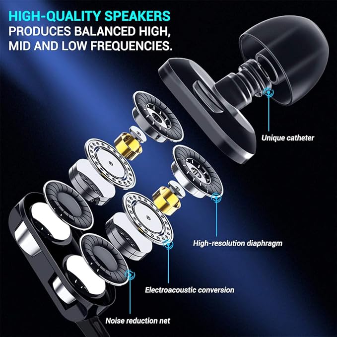 pTron Boom Ultima V2 Dual Driver, in Ear Gaming Wired Earphones with Mic, Volume Control, Passive Noise Cancelling Boom 3 with 3.5mm Audio Jack & 1.2M Tangle-Free Cable (Black)