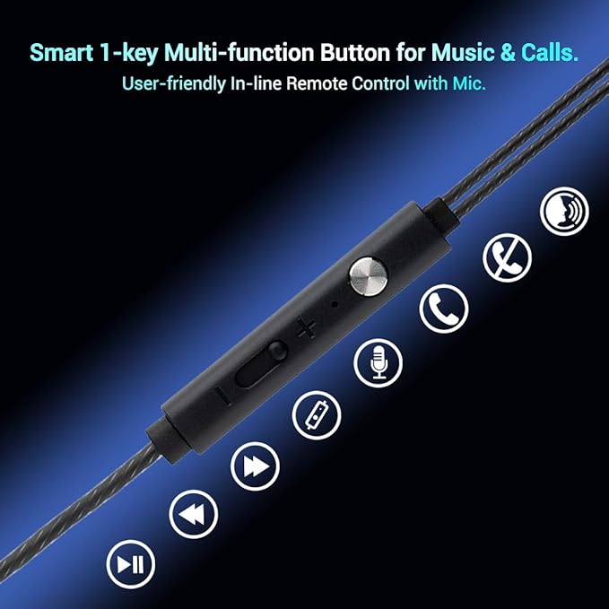 pTron Boom Ultima V2 Dual Driver, in Ear Gaming Wired Earphones with Mic, Volume Control, Passive Noise Cancelling Boom 3 with 3.5mm Audio Jack & 1.2M Tangle-Free Cable (Black)