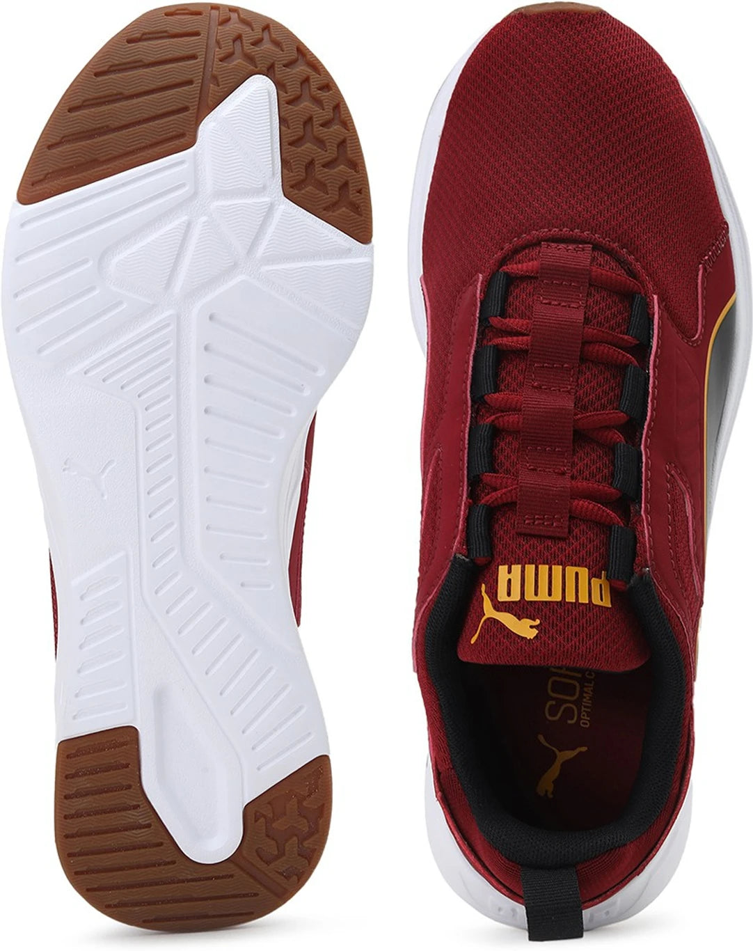 PUMA Training & Gym Shoes For Men (Intense Red-Saffron , 11)