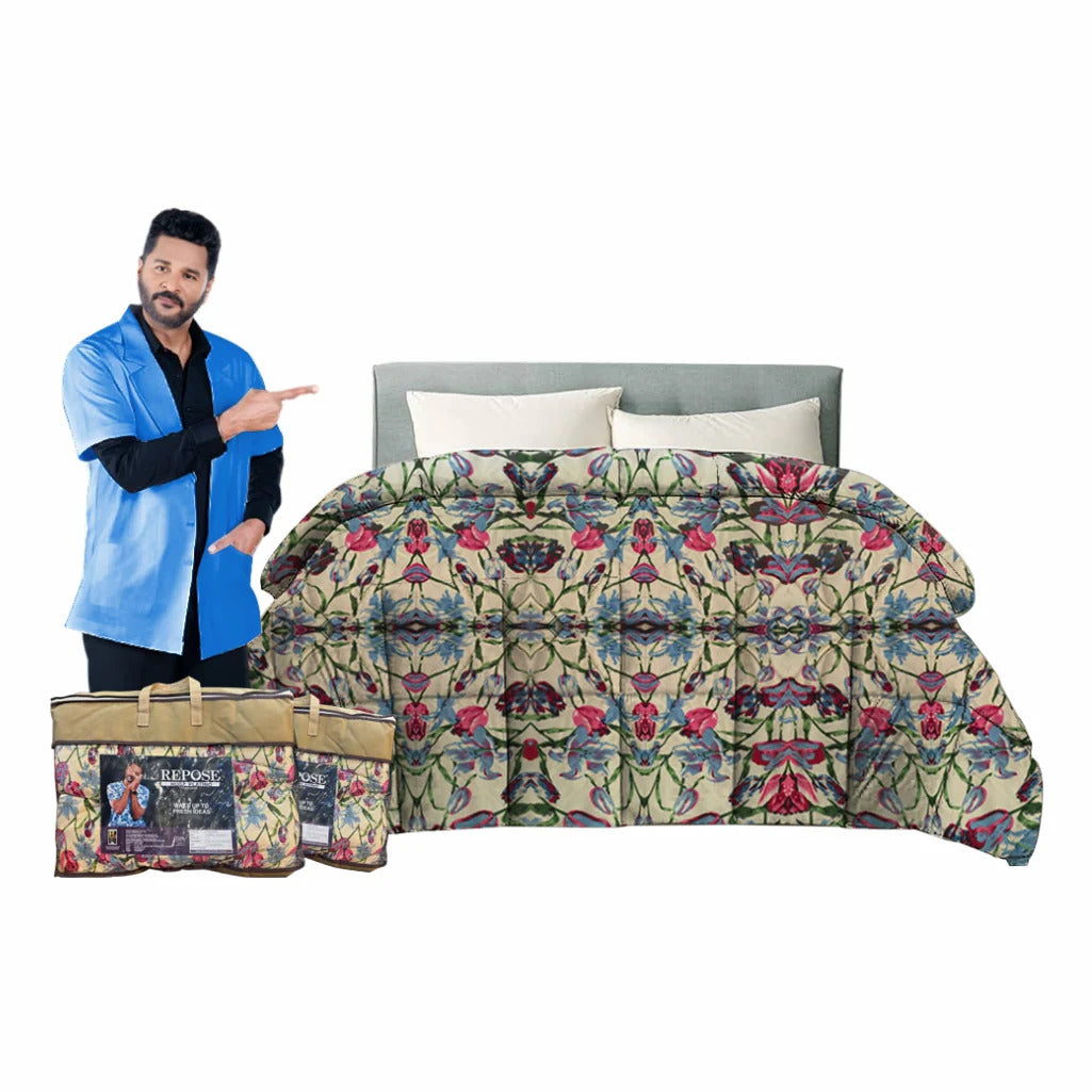Repose Printed Double Comforter for Mild Winter (Polyester, Multicolor)