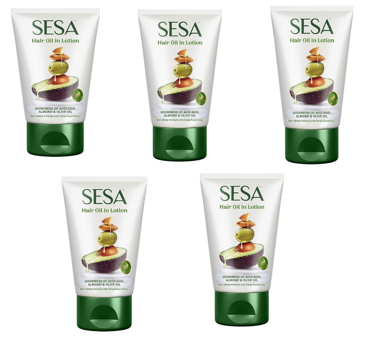 SESA Hair Oil In Lotion 100Ml Non-Sticky Oil Replacement & Leave-In Hair Lotion Bhringraj & 17 Ayurvedic Herbs With Nourishing Oils & Vitamin E All Hair Types No Mineral Oil (Pack of 5)