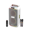 GIZMORE T200 CLUB 200W Thunder DJ Party Speaker with Dual Wireless Mic, RGB Lights, AC Charging, TWS Connectivity, Portable Bluetooth Speaker -White