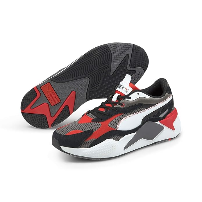 Puma unisex-adult RS-X³ Twill AirMesh Castlerock-Poppy Red Sneaker (36884502)