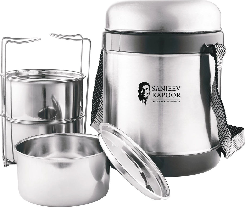 Sanjeev Kapoor by Classic Essentials Insulated 3 Layer Thermo Steelo 3 Containers Stainless Steel Office Lunch Box (1050 ml)