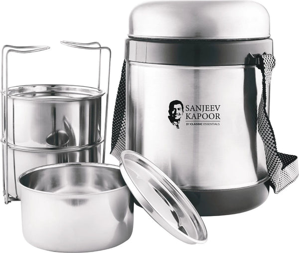 Sanjeev Kapoor by Classic Essentials Insulated 3 Layer Thermo Steelo 3 Containers Stainless Steel Office Lunch Box (1050 ml)