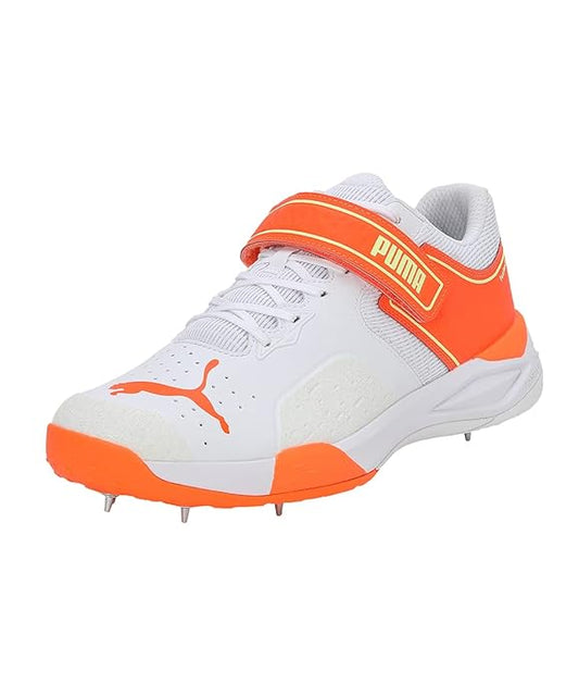 Puma Men's Bowling 22.1 White-Ultra Orange-Fast Yellow Cricket Shoe - 12 UK (10666905)