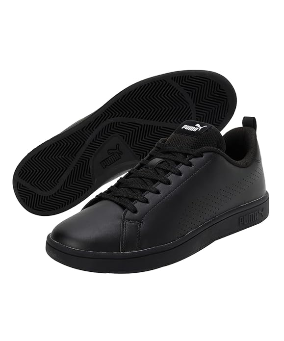 Puma Unisex-Adult Smash Ace Black-White Sneaker UK-10 (36815303)