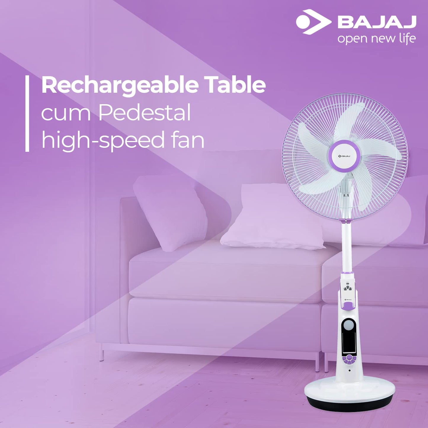 Bajaj Nuvo 400 MM Table Cum Pedestal Fan For Home | Silent BLDC Motor | Remote Control Operation