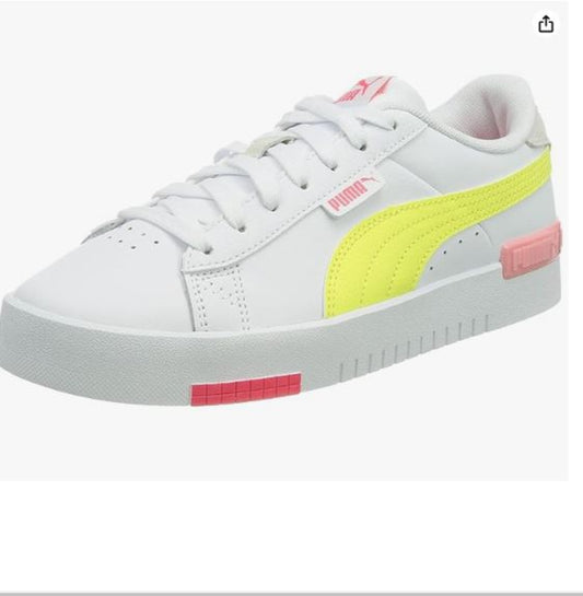 Puma Women's Jada Blend S White-Soft Fluo Yellow-Sunblaze-Peony Leather Low Boot-4 UK (38270401)