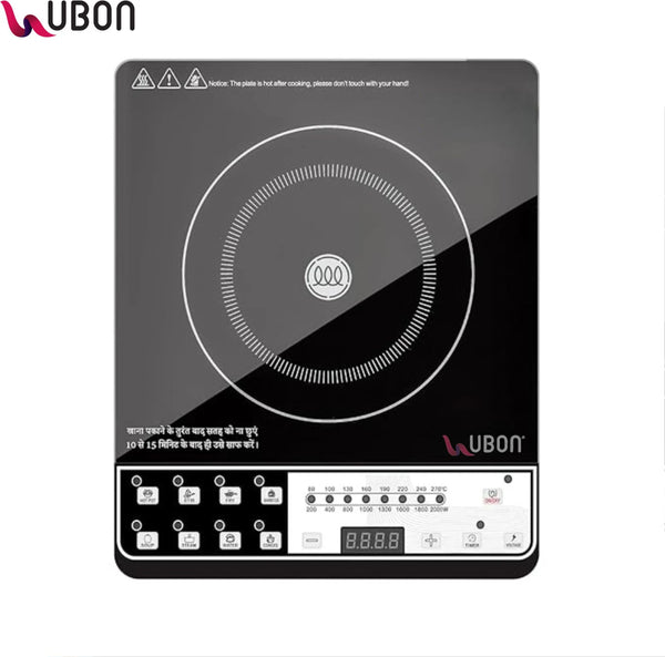 Ubon 1800 W Infrared Cooktop Push Button (Black, 1800W Automatic Shut-off, Ceramic Plate, Keep Warm Feature, 8 Preprogramed)