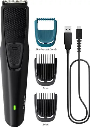 PHILIPS BT1233/18, Dura Power Tech, Skin Safe Trim Trimmer 30 min Runtime 4 Length Settings  (Black)