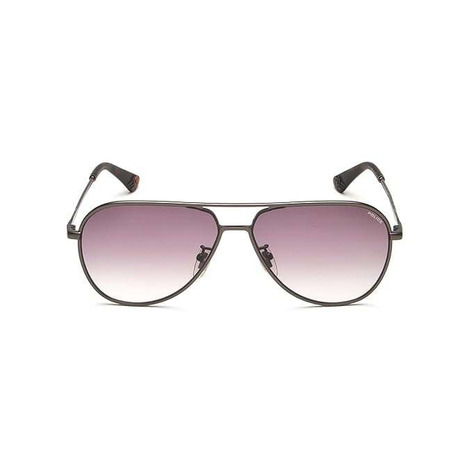 Police Eyewear | Brown Gradient Lens Aviator Sunglass | Full Rim | Shiny Dark Gun Brown Frame With 100% U.V. Protection | Men Sunglasses | Large Size | Spl359A59568Sg