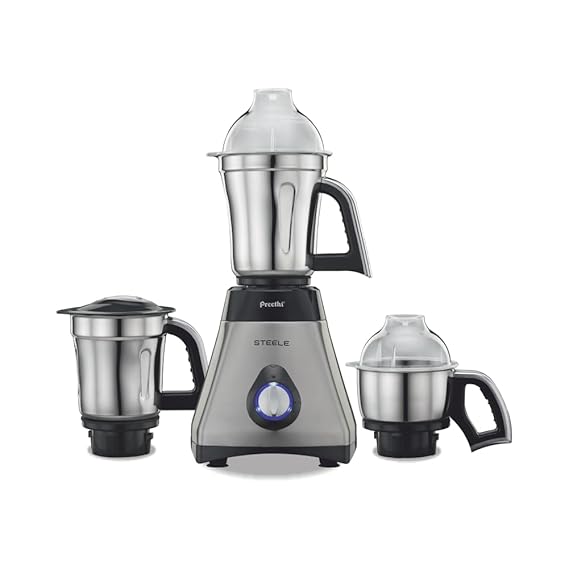 PREETHI STEELE MG 206 110 VOLTS MIXER GRINDER 550 WATT 3 JARS (SILVER/BLACK)