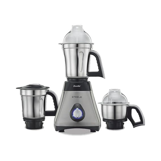 PREETHI STEELE MG 206 110 VOLTS MIXER GRINDER 550 WATT 3 JARS (SILVER/BLACK)