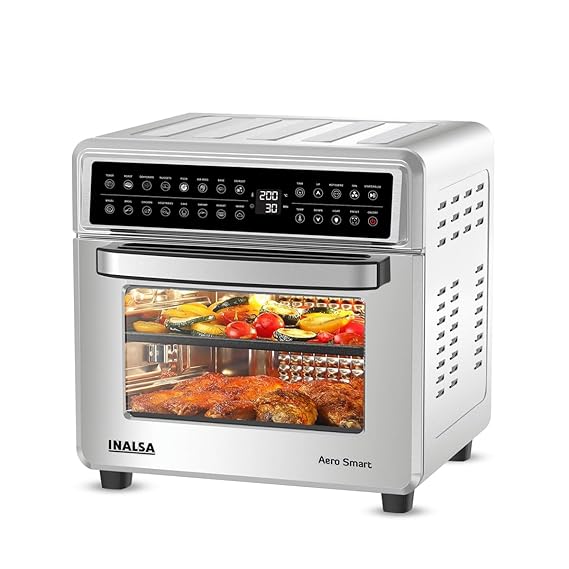 INALSA Air Fryer Oven With 23L Capacity|1700 W-16 Preset Programs |Digital Display and Touch Control| Rotisserie & Convection| 9 Accessories| Recipe Book|Aero Smart23