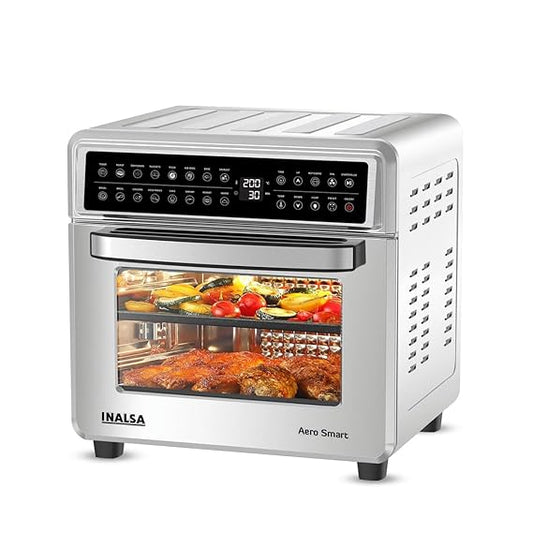 INALSA Air Fryer Oven With 23L Capacity|1700 W-16 Preset Programs |Digital Display and Touch Control| Rotisserie & Convection| 9 Accessories| Recipe Book|Aero Smart23
