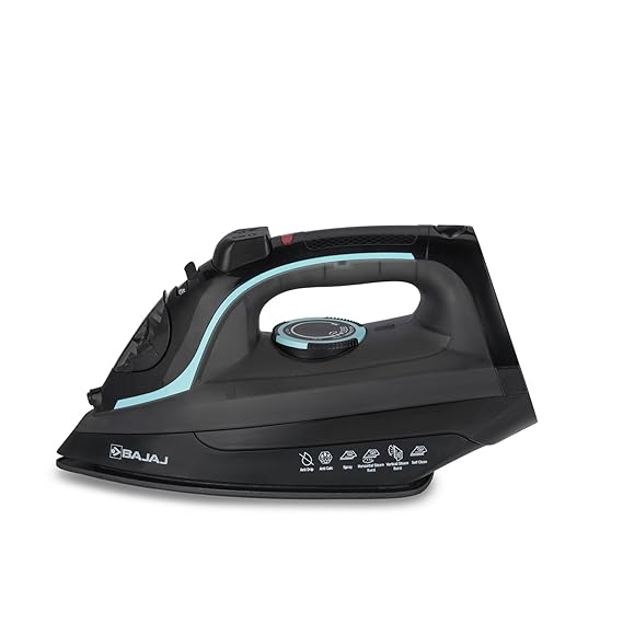 Bajaj MX 45 Steam Aluminium Soleplate Iron | 2000 Watts Power For Faster Ironing | Non Stick German Coated Technology | 220 Ml Water Tank Capacity 【Black & Grey】
