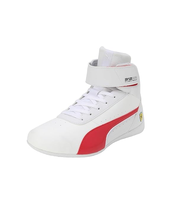 Puma Unisex-Adult Ferrari Neo Cat Mid White-Rosso Corsa Sneaker UK-10 (30719504)