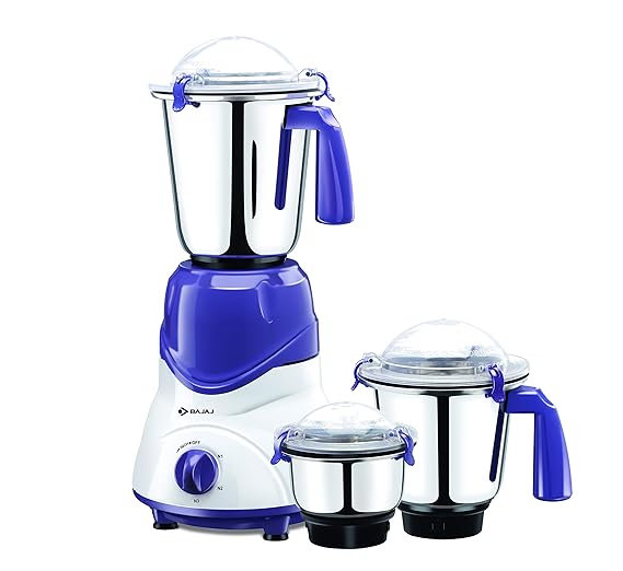 Bajaj Trio 600W Mixer Grinder with 3 Jars (White/Lavender)