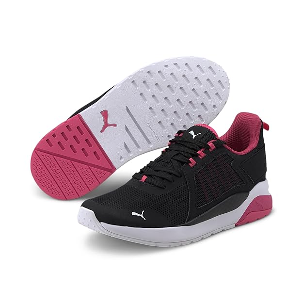 Puma Unisex-Adult Anzarun Puma Black-Glowing Pink-Puma White Sneaker UK-3 (37113113)