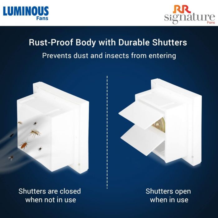 RR Signature Vento Deluxe 150 mm Exhaust Fan with Strong Air Suction, Rust Proof, Anti-Dust Shutters For Kitchen, Bathroom