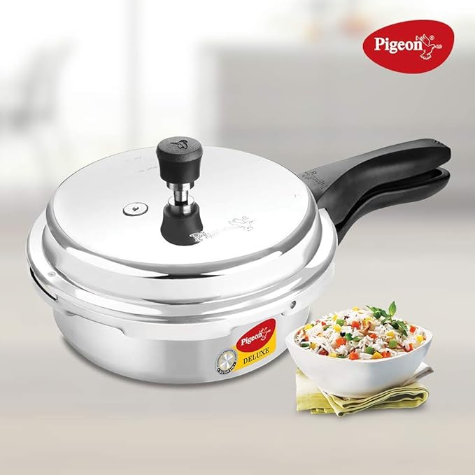 Pigeon By Stovekraft Deluxe Aluminium Outer Lid Pressure Cooker 2 Litres, Silver