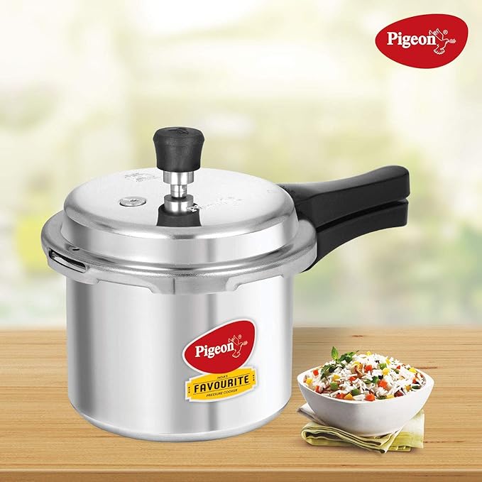 Pigeon By Stovekraft Favourite Induction Base Aluminium Pressure Cooker 3 Litres (Silver)