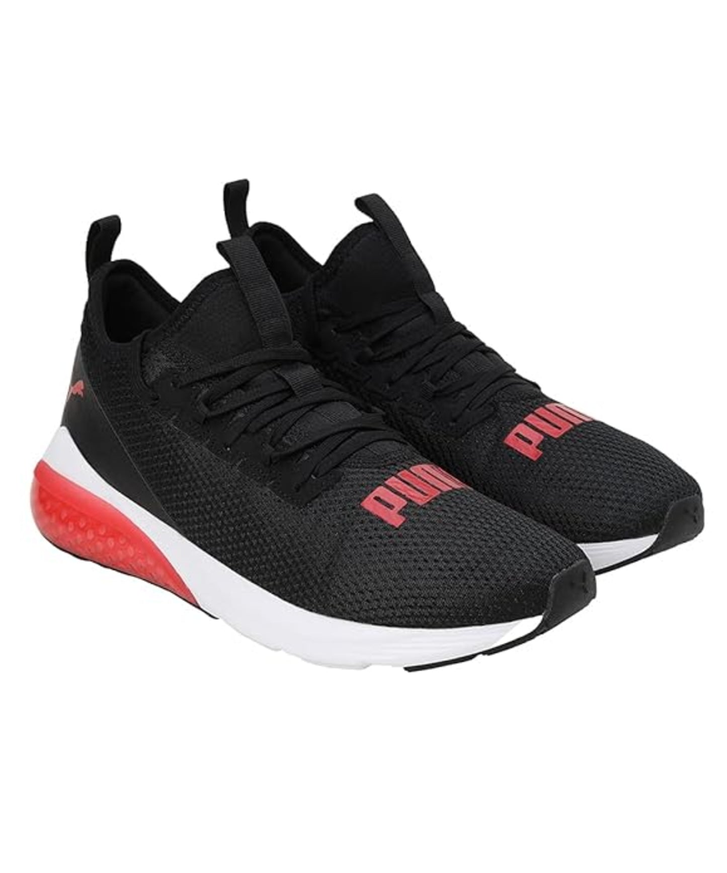 Puma Mens Cell Vive Bright Black-High Risk Red-White Running Shoe (19542404)