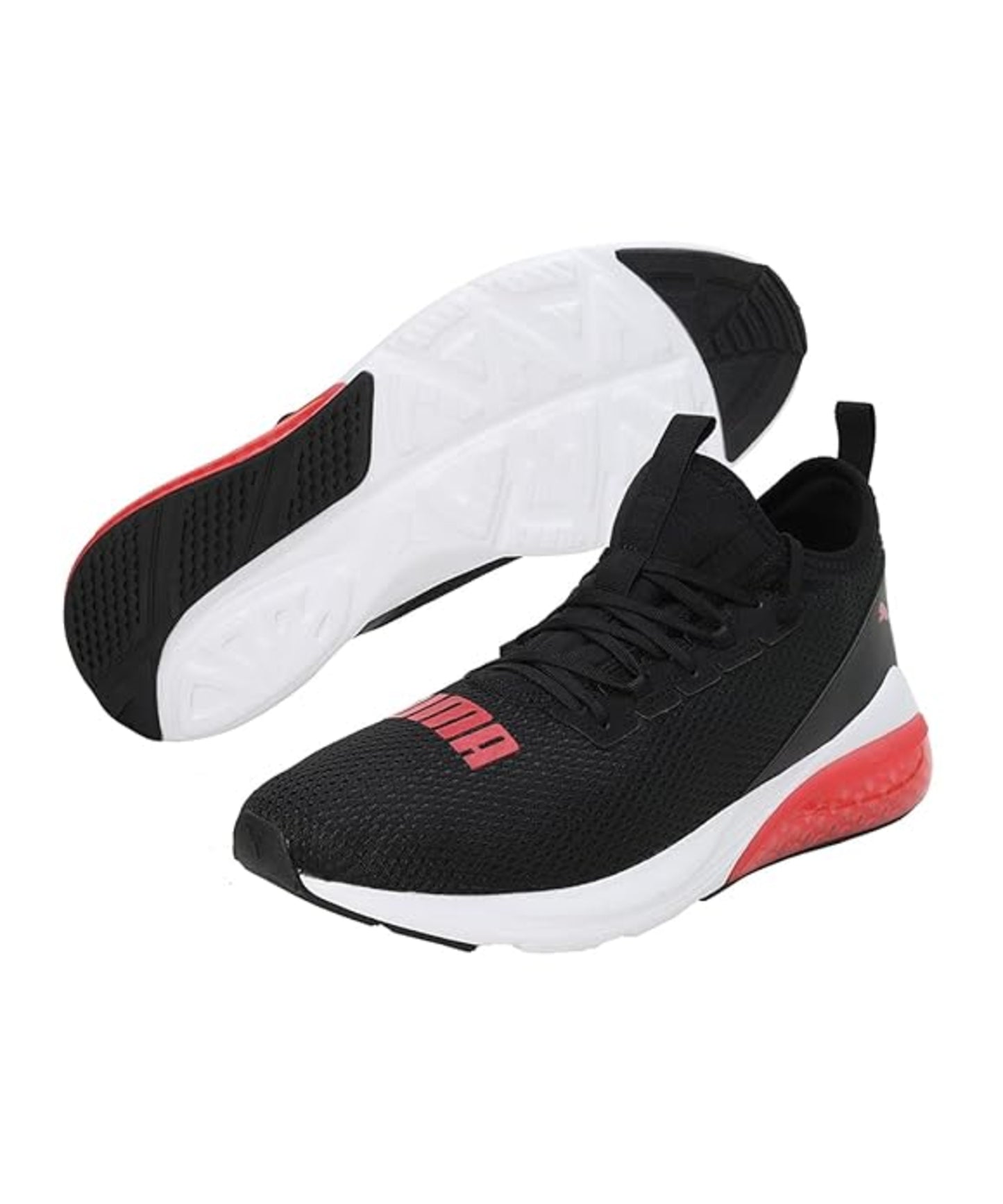 Puma Mens Cell Vive Bright Black-High Risk Red-White Running Shoe (19542404)