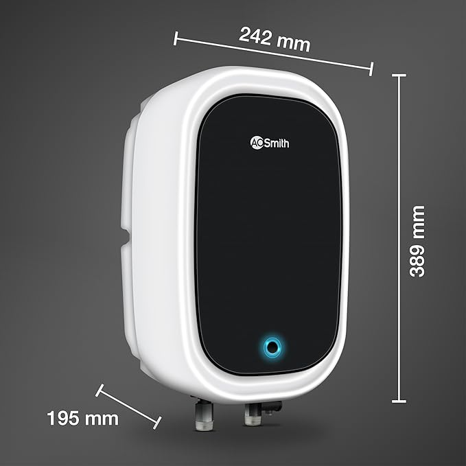 AO Smith EWS-5 White Instant Geyser 5 Litre With 3kW Express Heating | High Rise Building Bathroom & Kitchen geyser | UL Rated Wiring & Pressure Relief Valve For Ultimate Safety