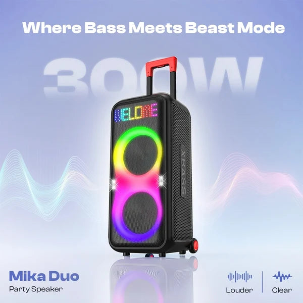 Lapcare Mika Duo 300W Extreme Power | Bluetooth v5.3 | Dual Pairing via TWS Mode | Up to 5 Hours | RGB Lighting