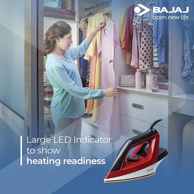 Bajaj Aluminium Splendora 1100 Watts Dry Iron 【Red & Black】
