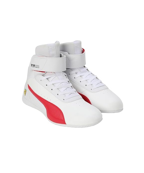Puma Unisex-Adult Ferrari Neo Cat Mid White-Rosso Corsa Sneaker UK-10 (30719504)