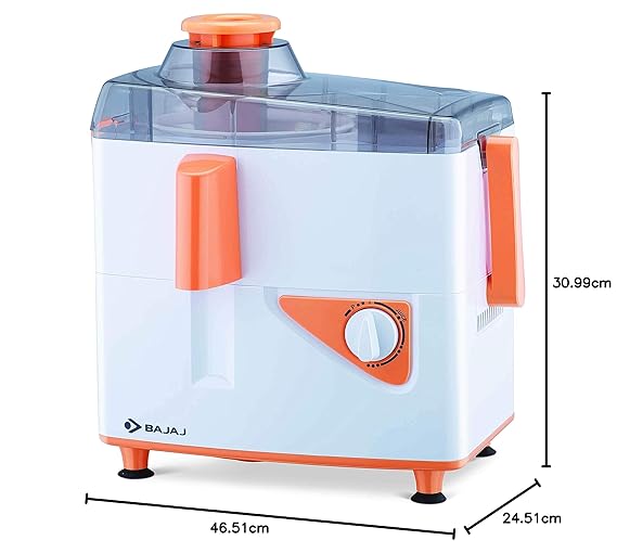 Bajaj Neo JX4 450W Juicer Mixer Grinder with 2 Jars (White/Orange)
