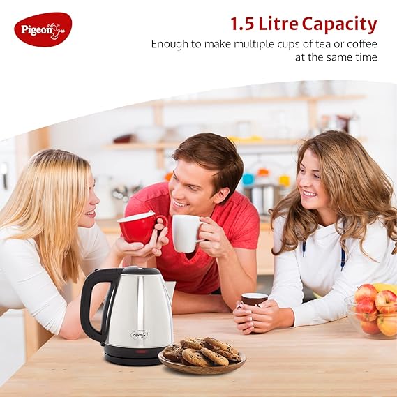 PIGEON AMAZE PLUS ELECTRIC KETTLE (14289) WITH STAINLESS STEEL BODY 1.5 LITRE USED FOR BOILING WAT