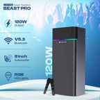 Lapcare Beast Pro 120W Immersive Audio | Bluetooth v5.3 | 8-inch Subwoofer |  RGB Lights | Multiple Connectivity