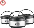 Sanjeev Kapoor by Classic Essentials Stainless Steel Insulated Hot Meal Serving Volga Pack of 3 Thermoware Casserole Set (1500 ml, 2000 ml, 2500 ml)
