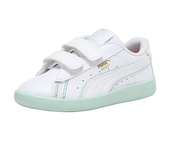 Puma unisex-child Basket Classic one8 PS V2 Puma White-Mist Green Sneaker UK-12 (37553001 )
