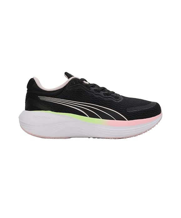 Puma Womens Scend Pro Black-Frosty Pink-Speed Green-White Running Shoe - UK-5