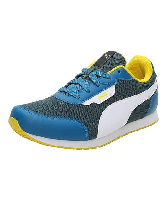 Puma Unisex-Child Axel Jr Quarry-Green Gables-Spectra Yellow Sneaker - 3 UK (39046702)