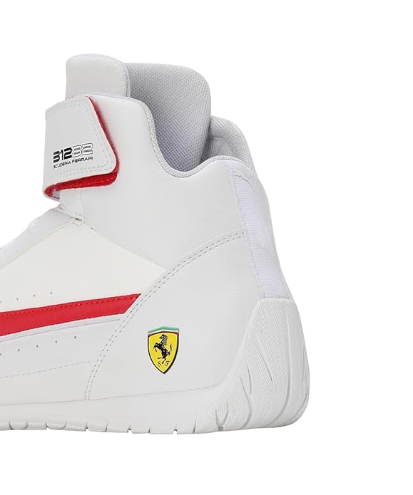 Puma Unisex-Adult Ferrari Neo Cat Mid White-Rosso Corsa Sneaker UK-10 (30719504)